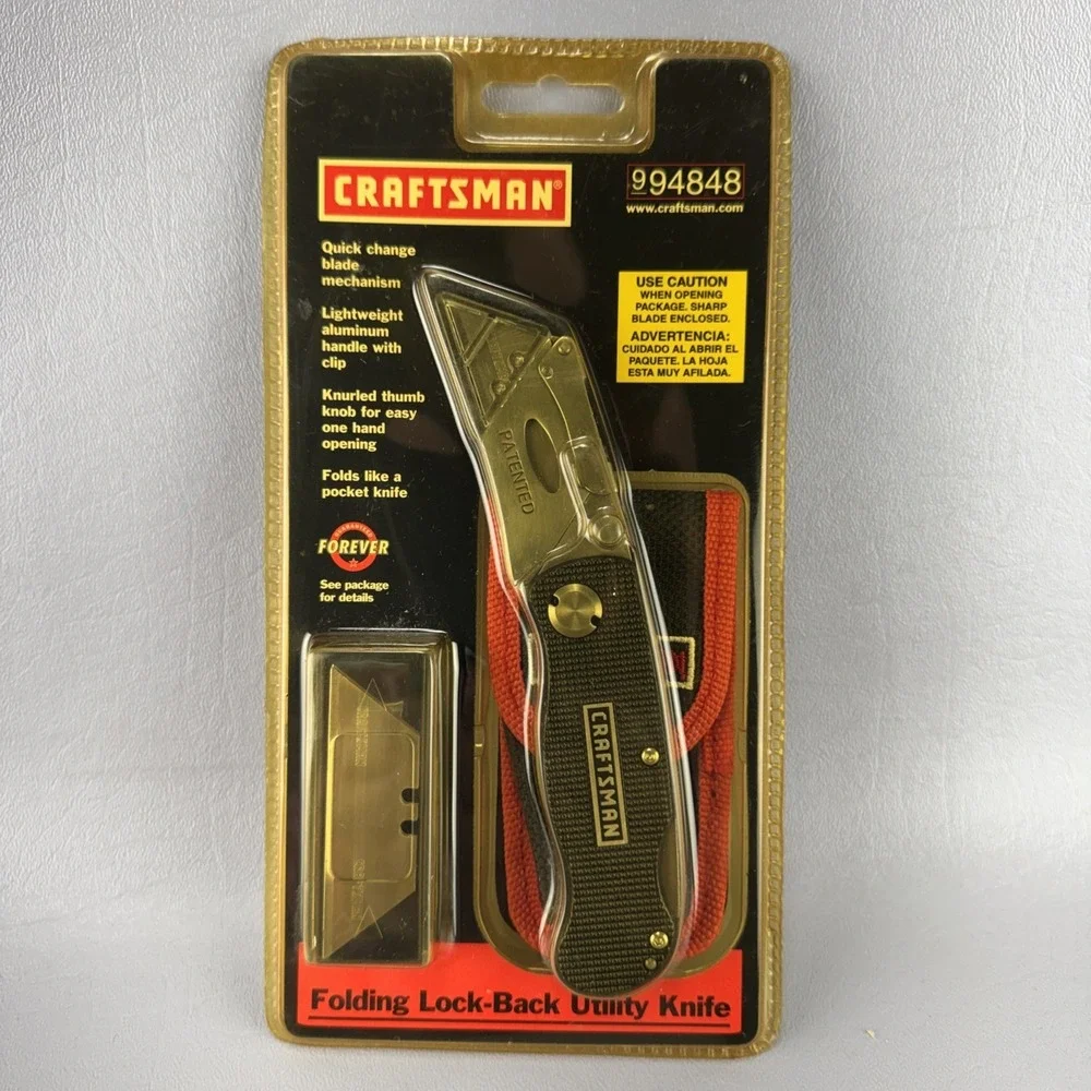 VTG Craftsman Black Anodized Folding Lock Back Utility Knife Box Cutter 94848